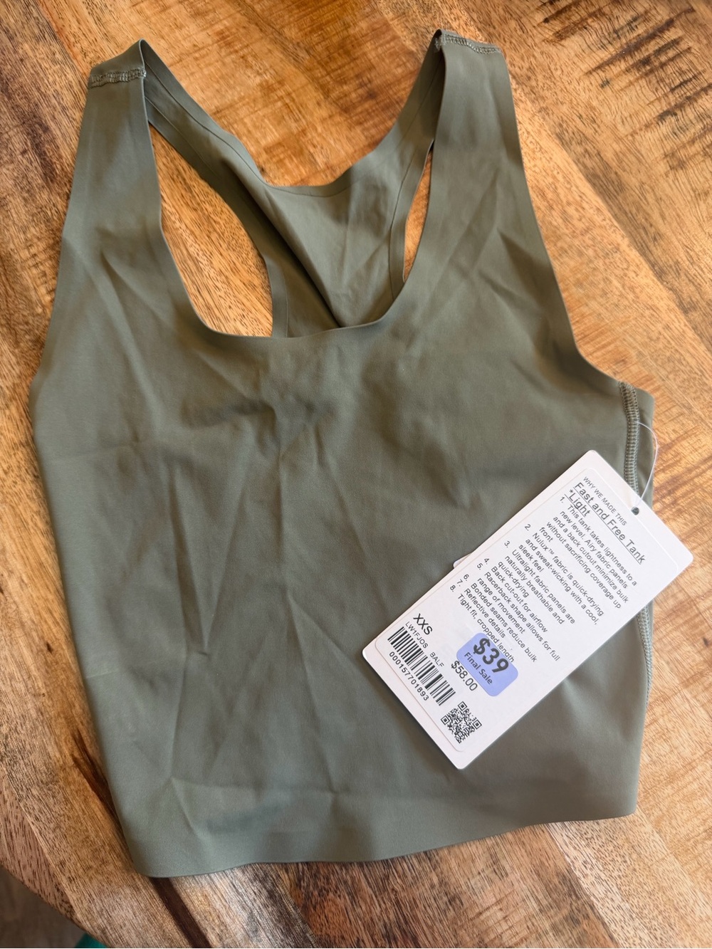 lululemon XXS Fast and Free Tank *Light